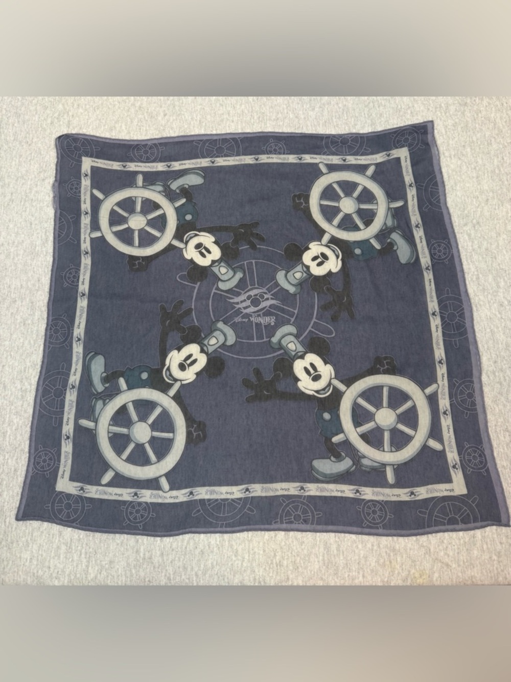 Disney Cruise Line “Disney Wonder” Vintage Silk Scarf - Mickey Mouse 🐭🚢✨